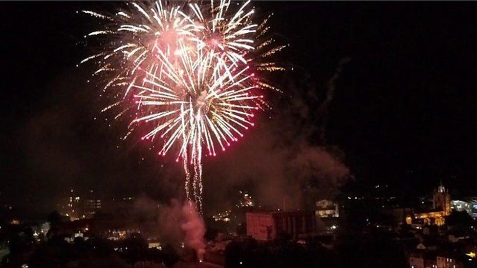 Fireworks display over Norwich