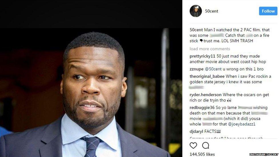 50 Cent's Instagram post.