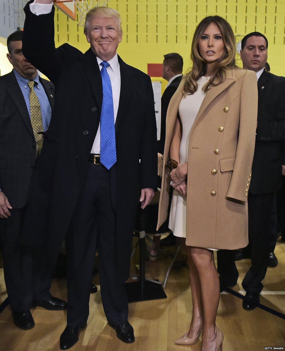 Melania Trump votes in the presidential election with her husband, Donald