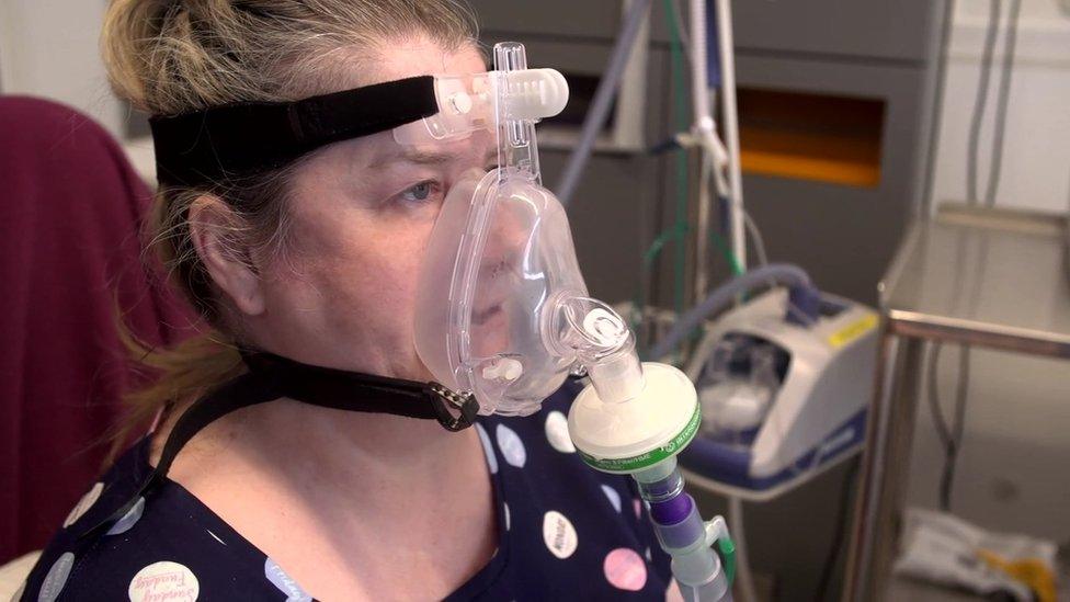 Gemma McQuoid using a CPAP machine