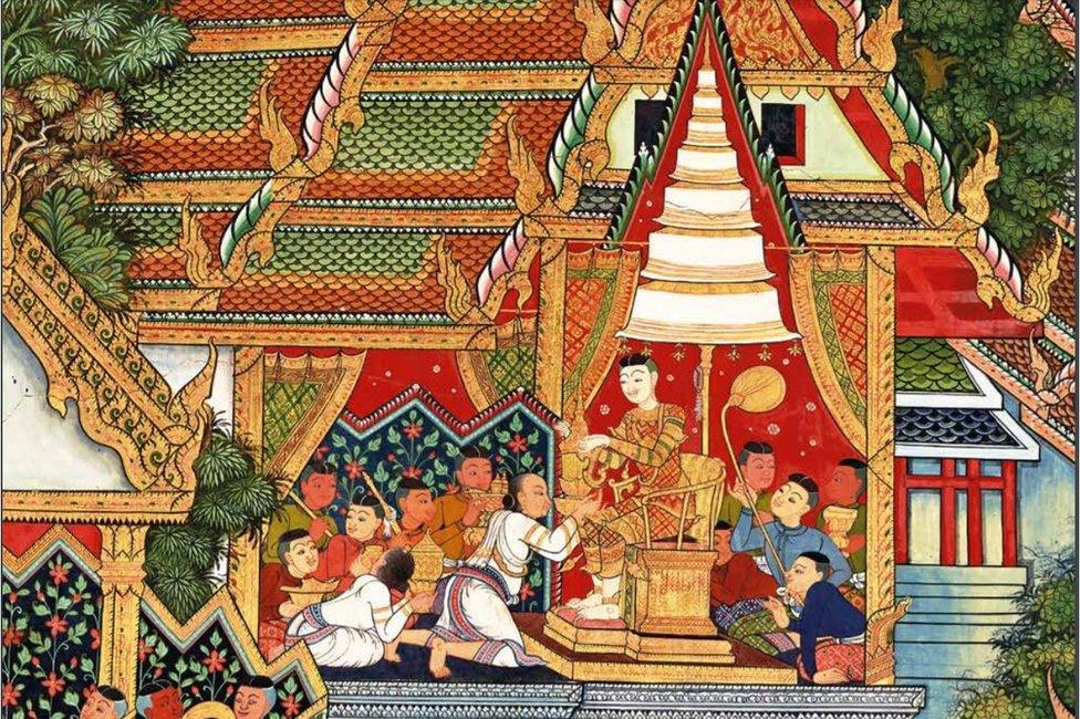 Mural Painting in the ubosot of Wat Amphawan