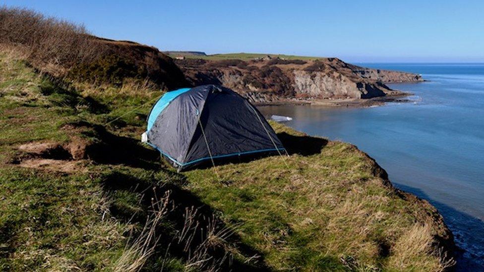 The tent along the Cleveland Way in North Yorkshire