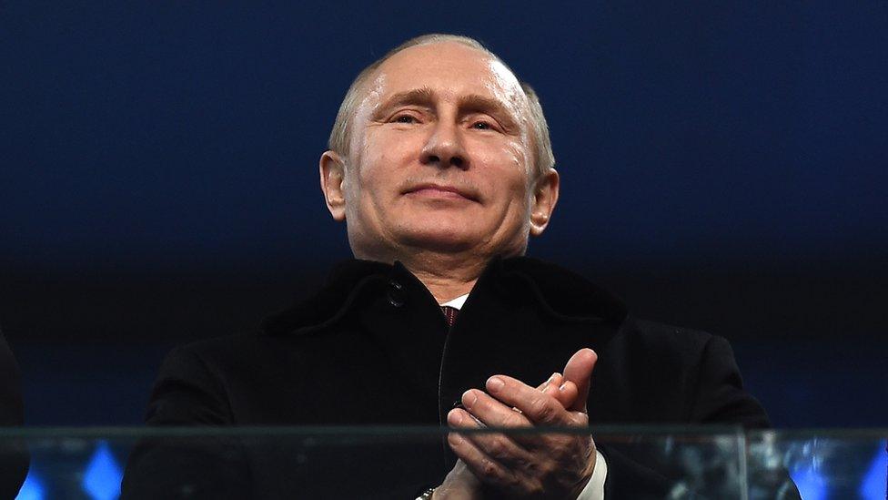 Russian President Vladimir Putin attends the Opening Ceremony of the Sochi 2014 Winter Olympics on 7 February 2014.