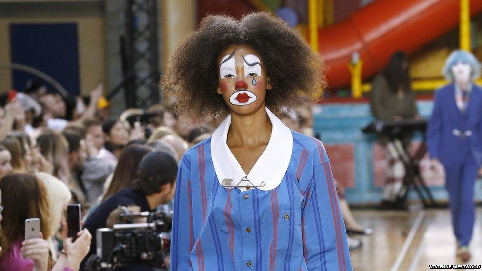 A model in circus-inspired makeup