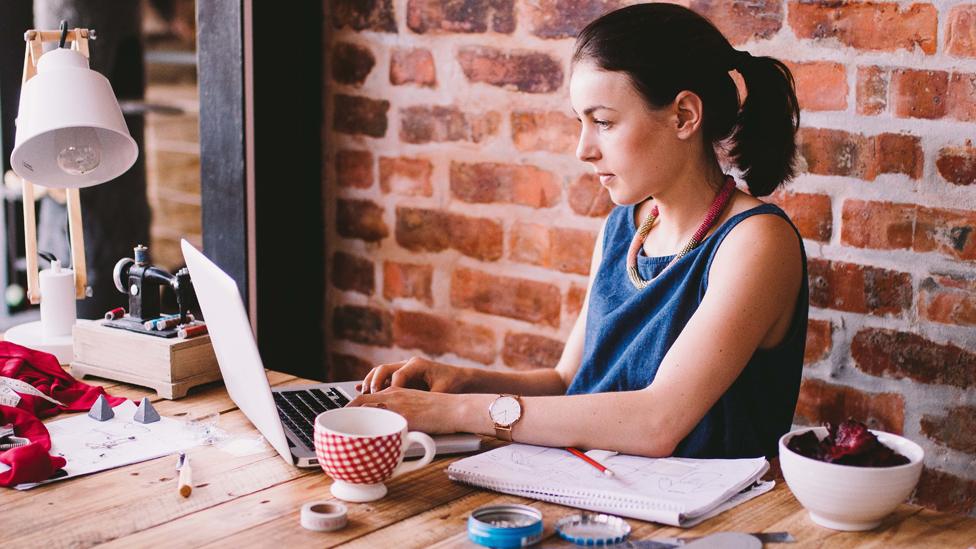 Woman working at home