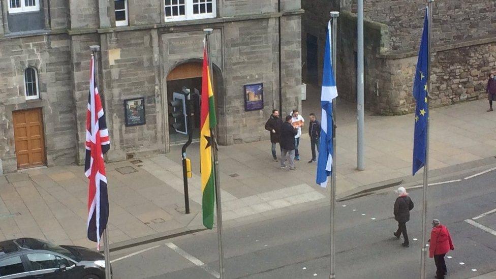 Ghanaian flag outside Holyrood