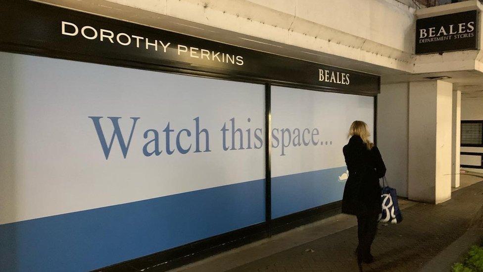 Sign on an empty shop