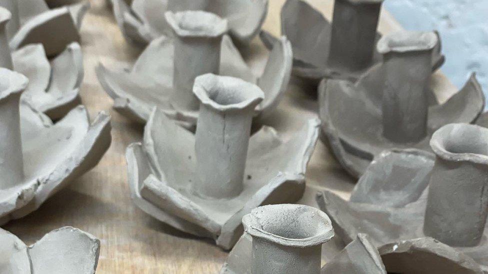 Unglazed prototype daffodils