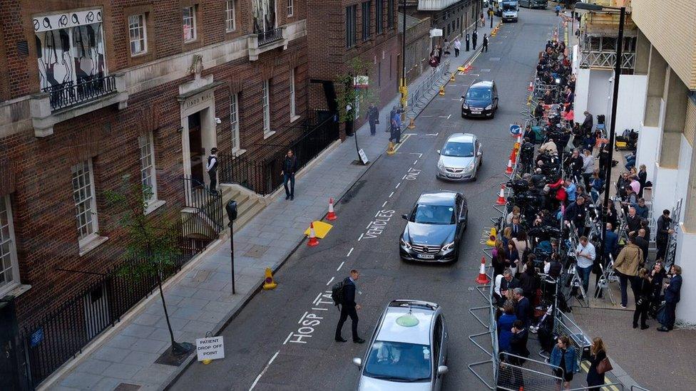 Media gathering outside hospital