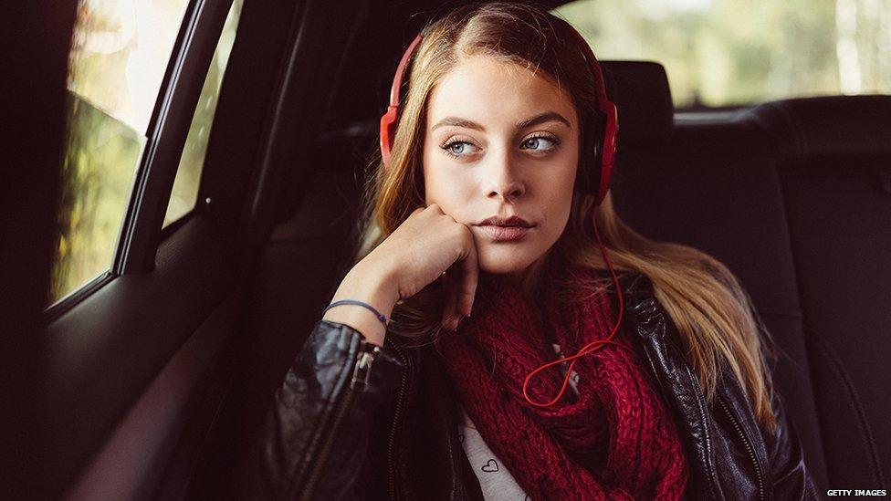 Woman wearing headphones