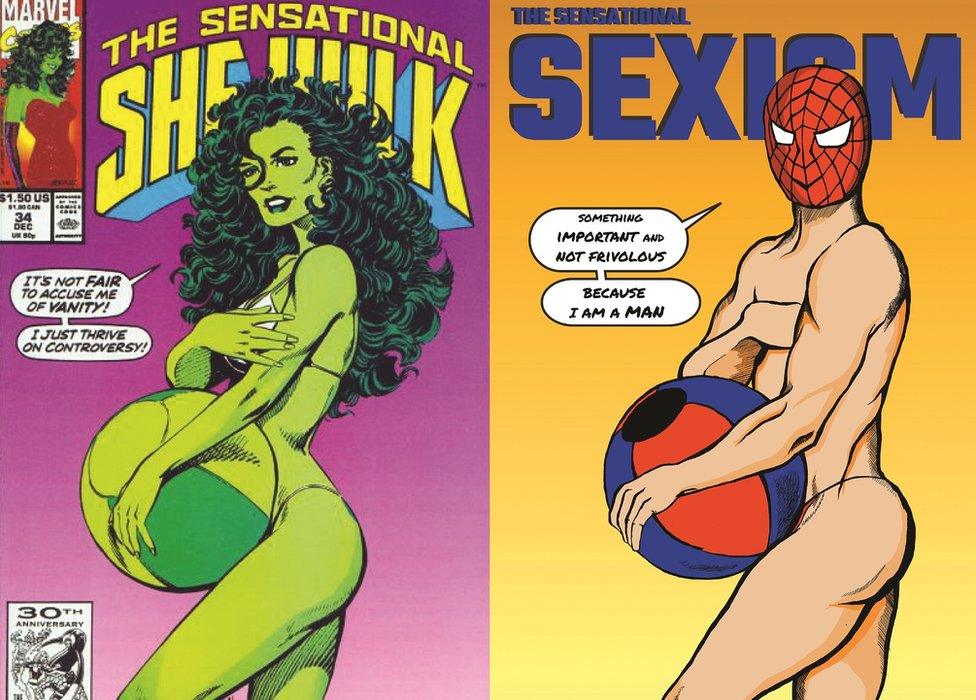 Comic cover by Shreya Arora showing an issue of The Sensational She-Hulk (left), with Shreya Arora's reimagination (right)