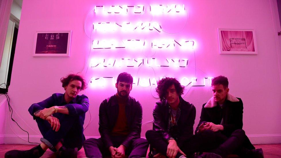 (L-R) George Daniel, Ross MacDonald, Matthew Healy and Adam Hann of The 1975