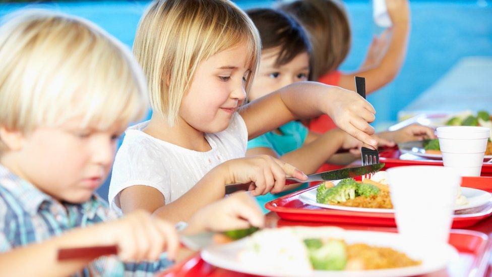 Children eating a school meal