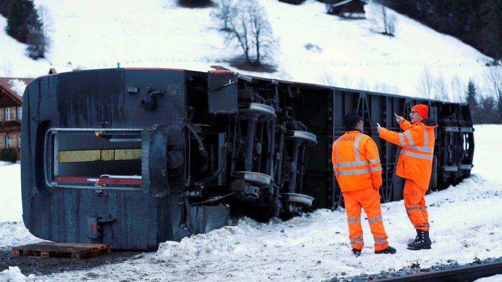 toppled train carriage