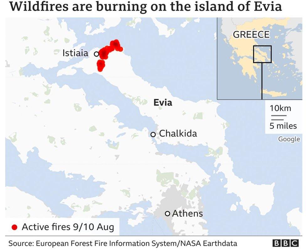 Greece fires map