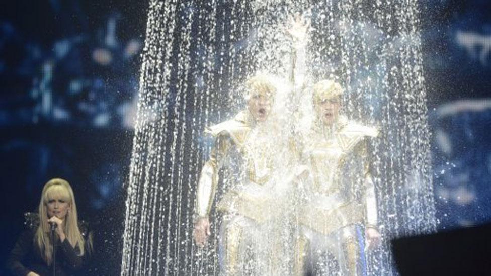 Jedward performing at 2012's Eurovision