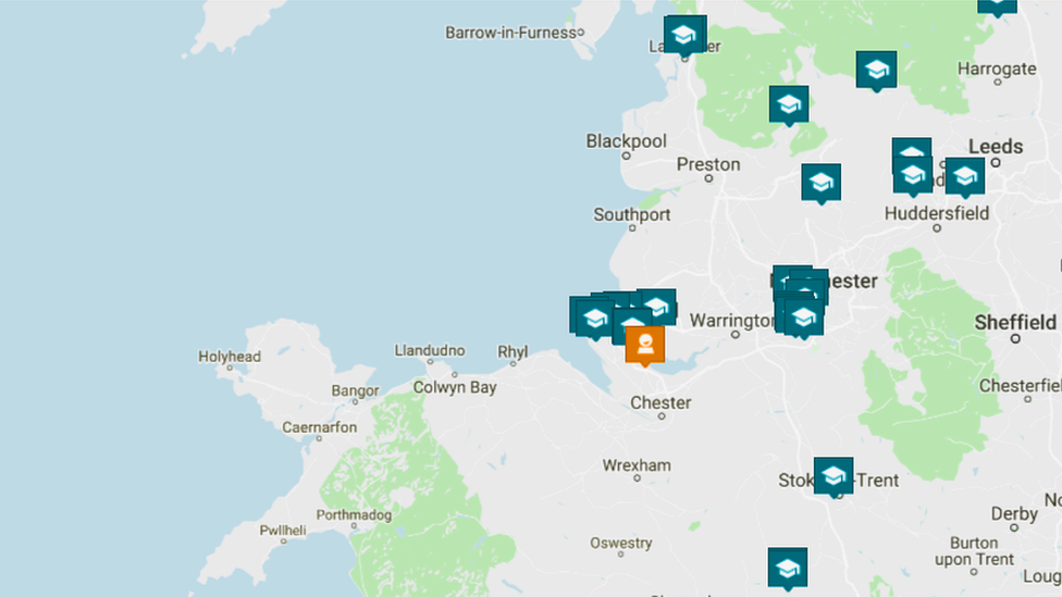 Map of grammar schools