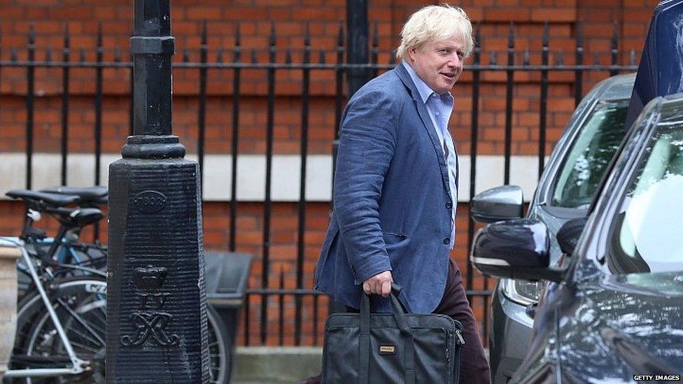 Boris Johnson leaving the Foreign Office