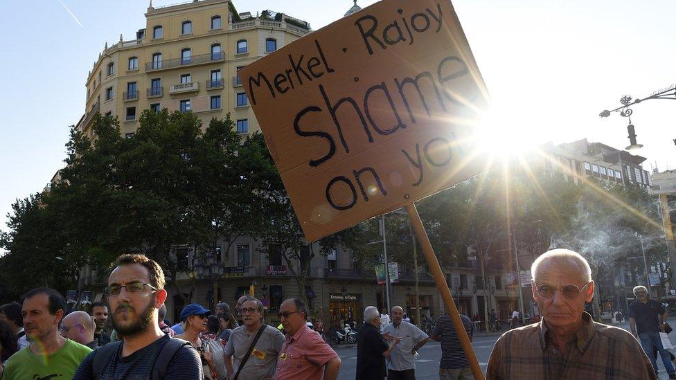 Protest at European Commission offices in Barcelona