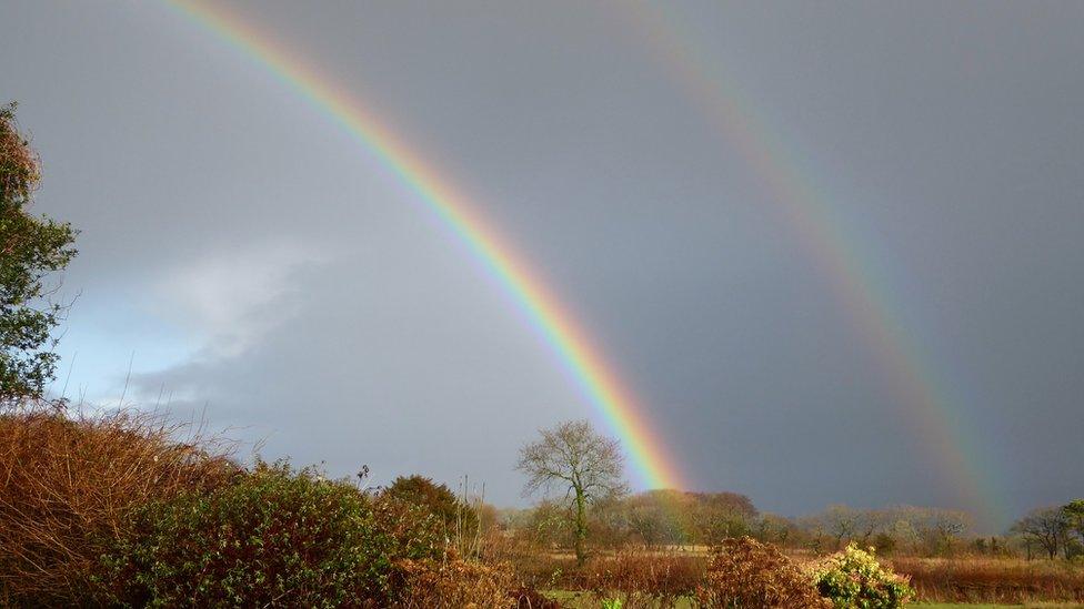 Double rainbow in Carmel, Carmarthenshire