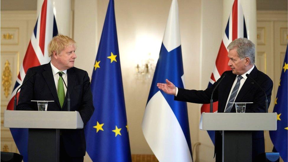 Boris Johnson and Finnish President Sauli Niinisto