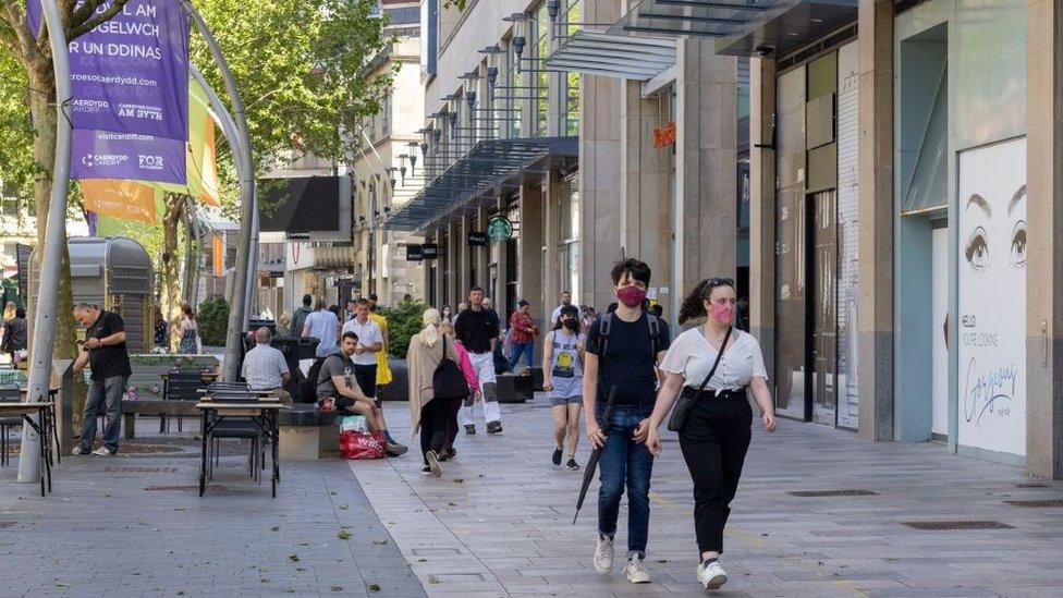 People shopping in Cardiff