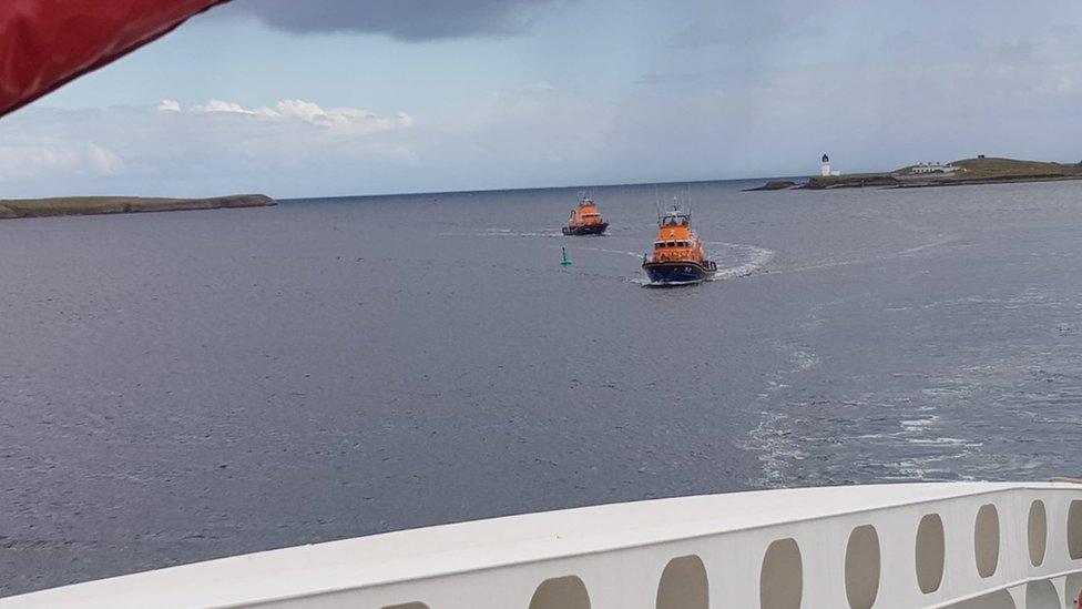 Lifeboats escorting MV Loch Seaforth