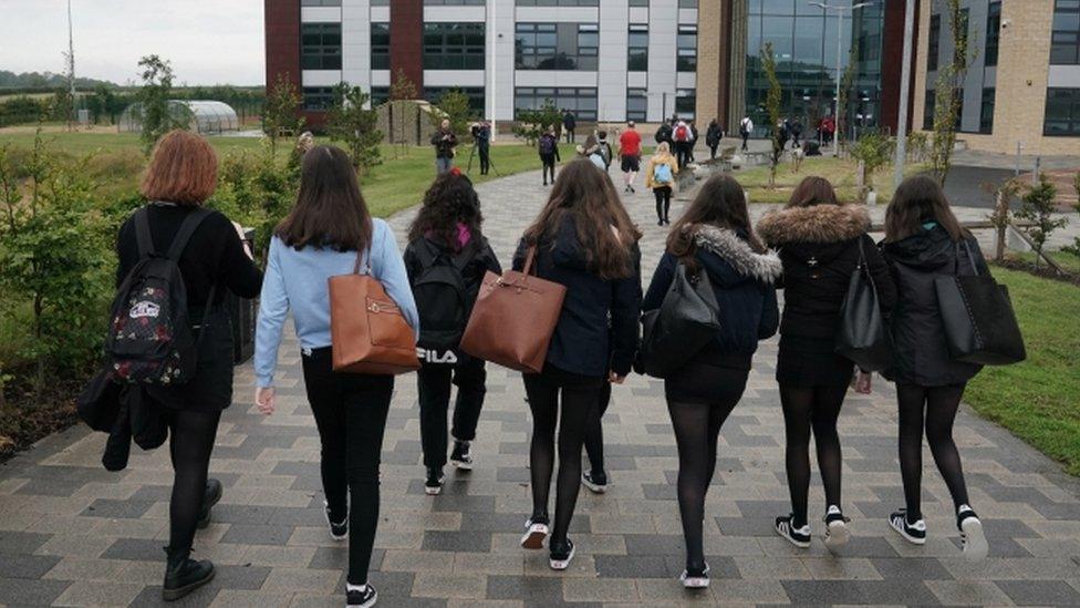 Pupils heading into school