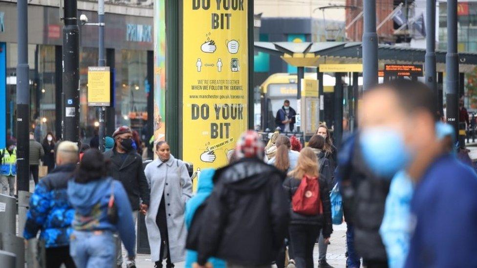 Social distancing advice sign in Manchester