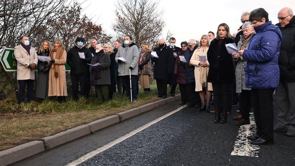 People attending the Teebane memorial service