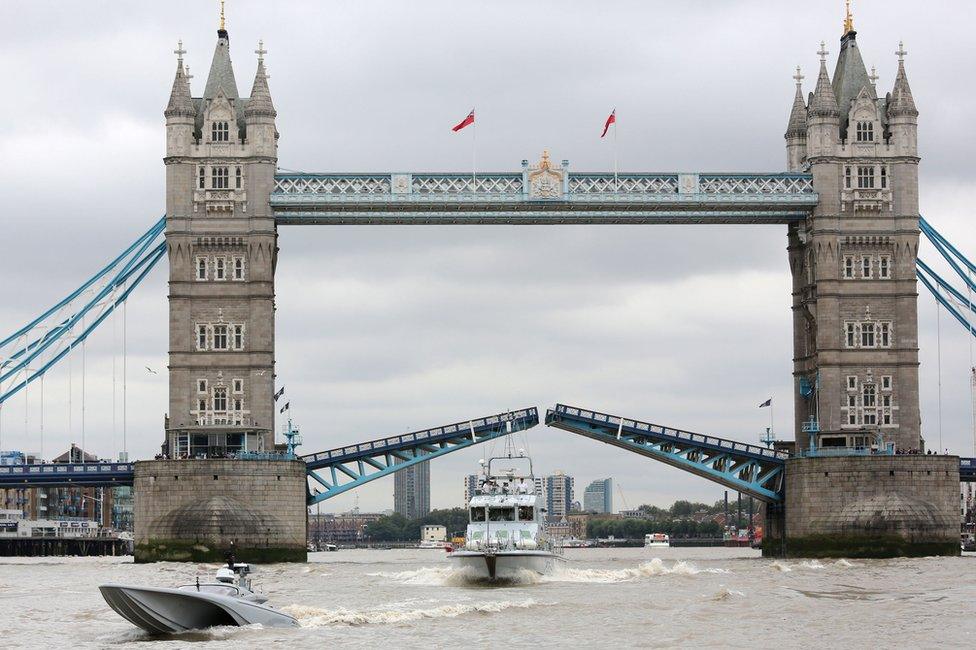 Unmanned military boat on Thames