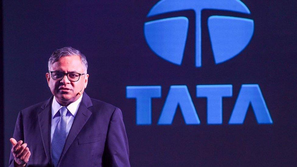 Natarajan Chandrasekaran, chairman of Tata Sons, speaks during the launch of the Tata Nexon EV electric car, in Mumbai on January 28, 2020