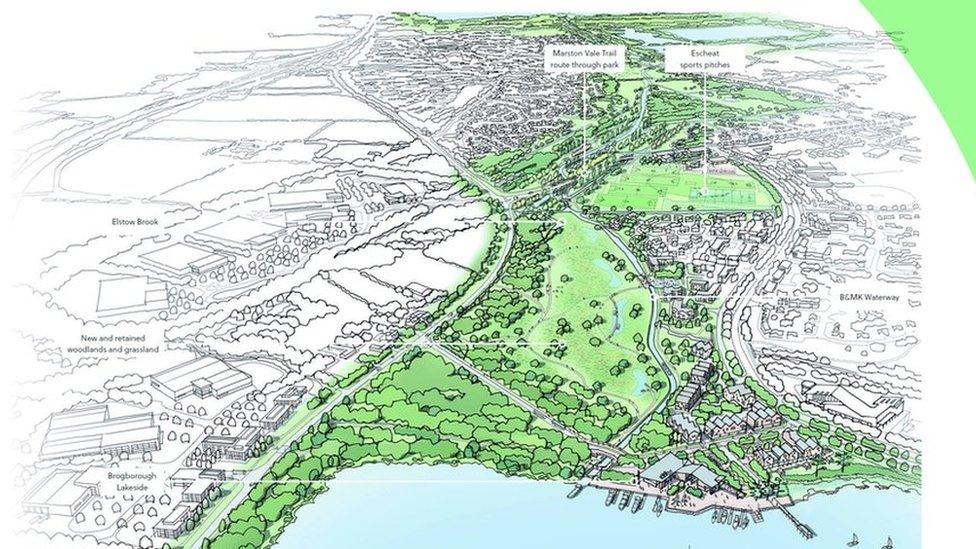 Map of proposed waterway park in Marston Moretaine