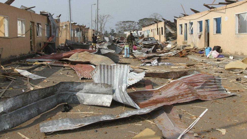 General view of the wreckage in Bata