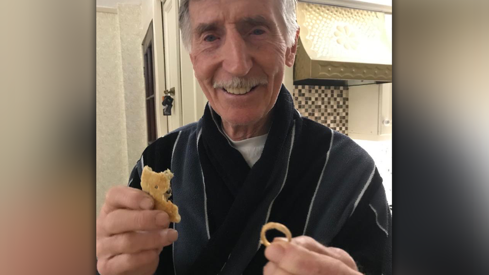 Cliff Jones with Welsh cake and ring