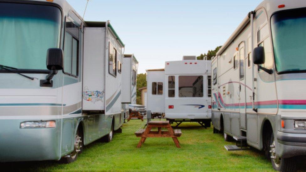 Recreational vehicle in a park