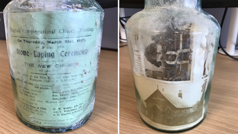 Two images of the time capsule