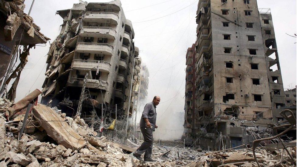 Destroyed buildings in Beirut (file photo)