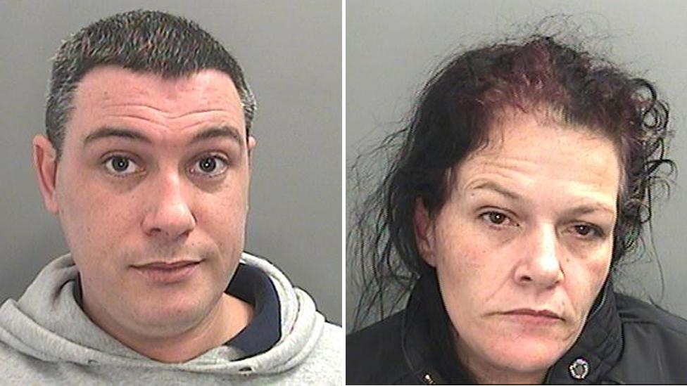 Police mugshots of Adam Groves and Nicola Robson