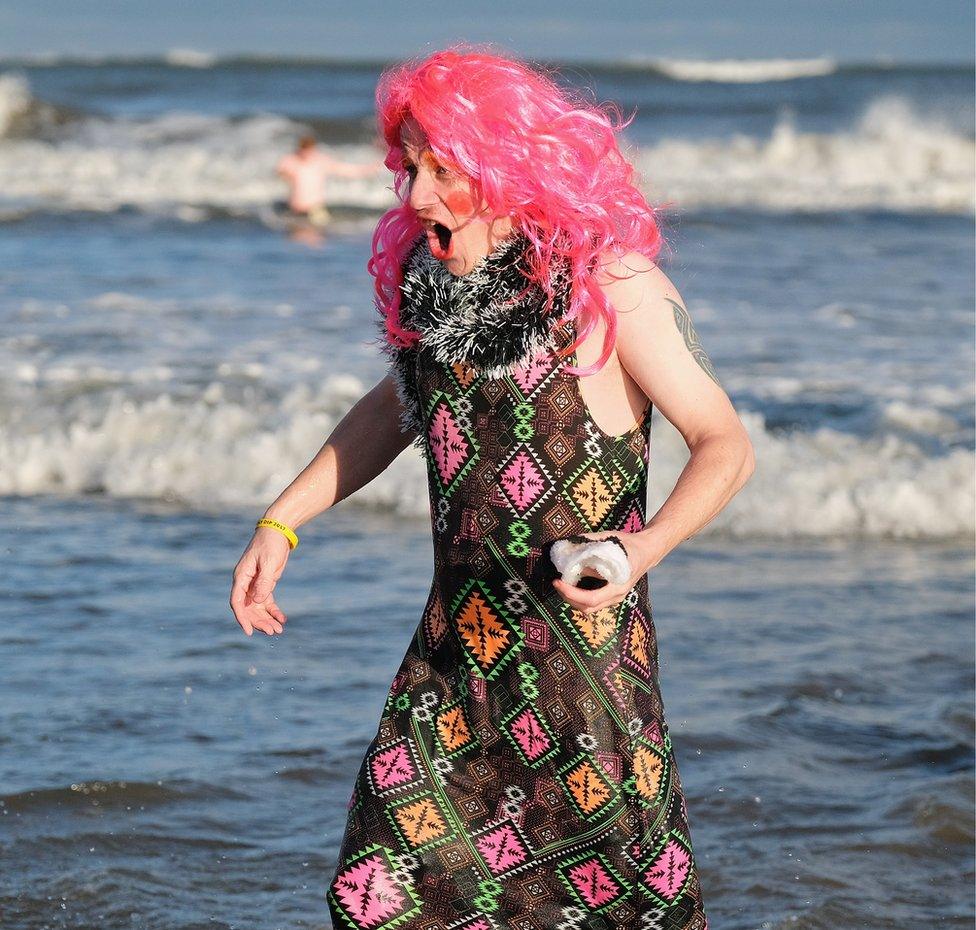 Boxing Day Dip swimmer at Redcar