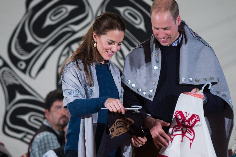 The Duke and Duchess of Cambridge at a ceremony in Bella Bella