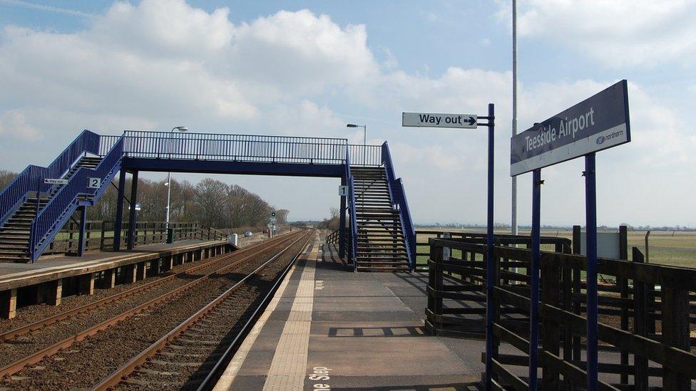 Teesside Airport train station serving Durham Tees Valley Airport