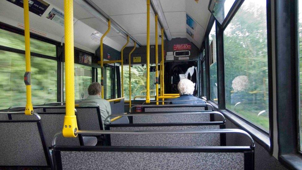 Two ladies inside bus