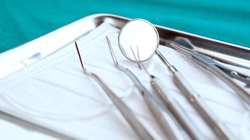 Dental equipment on a surgical tray