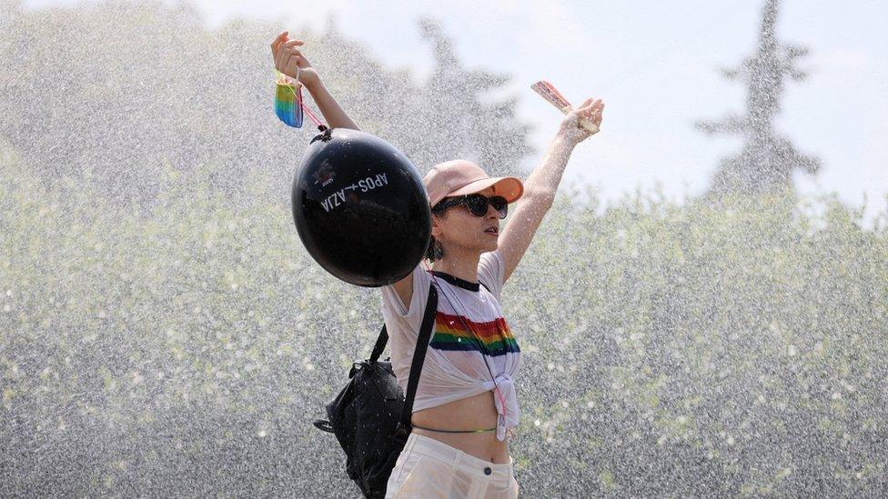 People participate in the Gay Pride parade in Warsaw, Poland