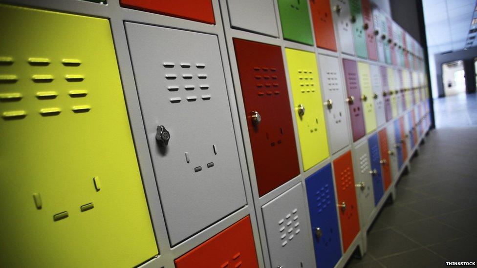 File picture of school lockers in a corridor.