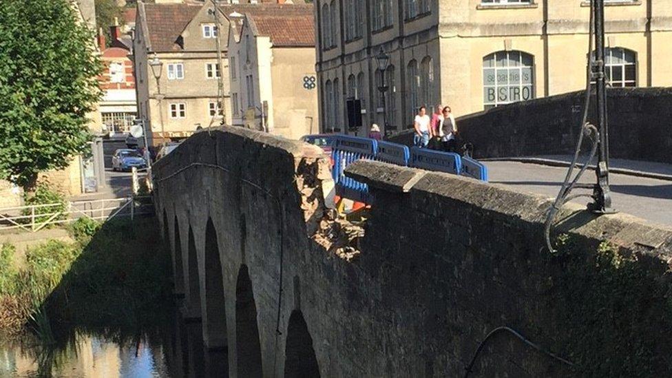 Damaged Town Bridge in Bradford-on-Avon