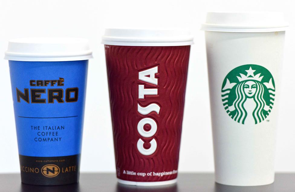 Caffe Nero, Costa and Starbucks cups