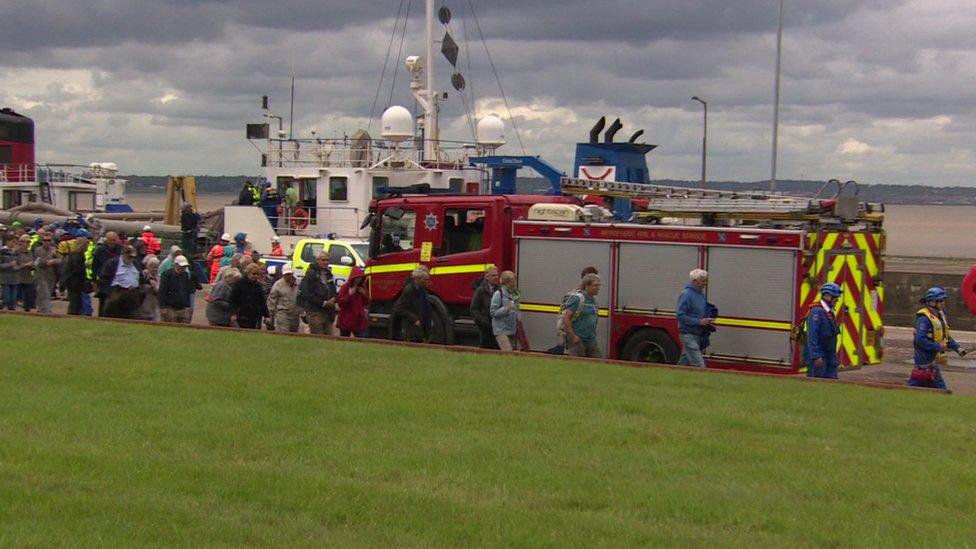 Passengers were helped by ambulance, fire and coastguard crews