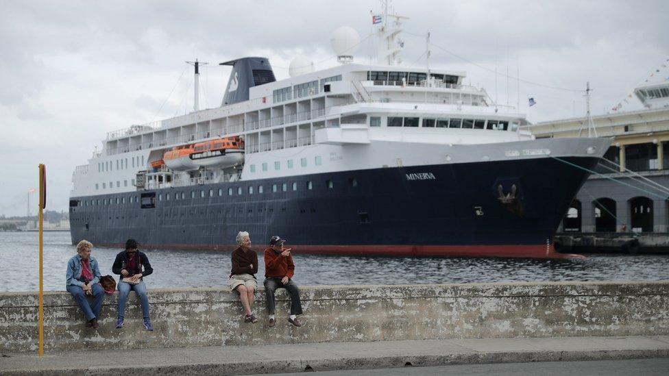 A cruise ship near Old Havana neighbourhood on March 21, 2016